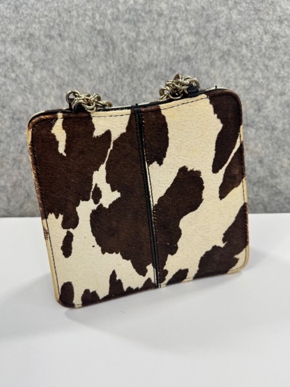 Topshop Cow Print Leather Purse Bag Small Sian Chain Strap - Picture 2 of 13